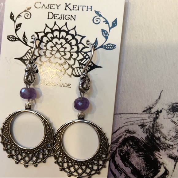 Amethyst Statement Earrings - Picture 2 of 8
